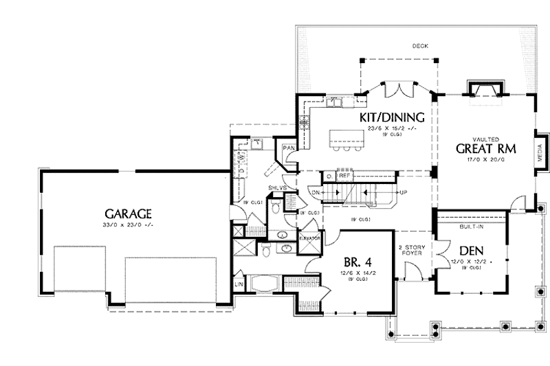 Architectural House Design - Floor Plan - Main Floor for Craftsman House Plan #48-822 - 4 bed, 3.5 bath