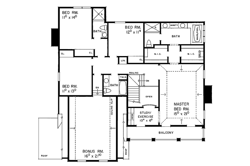 House Plan Design - Floor Plan - Upper Floor for Classical House Plan #72-997 - 4 bed, 3.5 bath