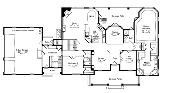 House Design - Colonial Floor Plan - Main Floor Plan #417-812