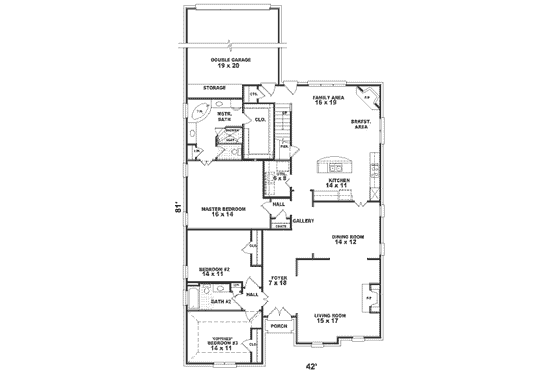 Floor Plan - Main Floor for Traditional House Plan #81-359 - 3 bed, 3 bath