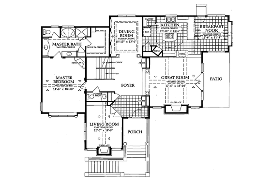 Floor Plan - Main Floor for European House Plan #942-1 - 4 bed, 2.5 bath