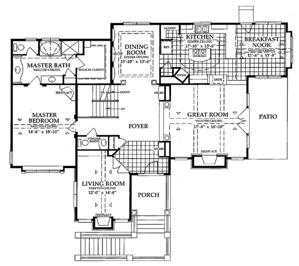 Architectural House Design - European Floor Plan - Main Floor Plan #942-1