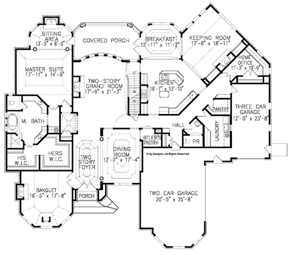 House Plan Design - European Floor Plan - Main Floor Plan #54-328