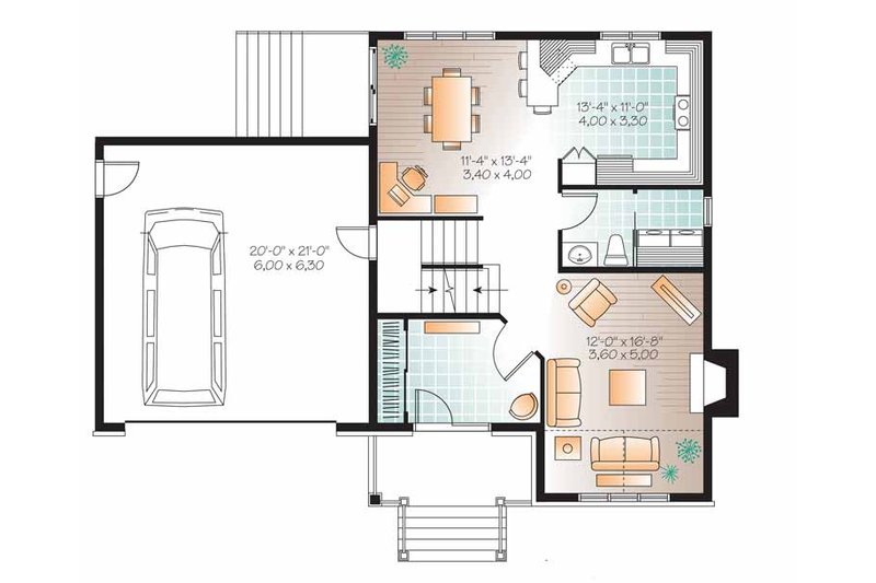 Home Plan - Floor Plan - Main Floor for Country House Plan #23-2543 - 3 bed, 1.5 bath