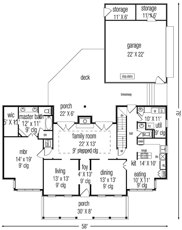 House Design - Country Floor Plan - Main Floor Plan #45-468