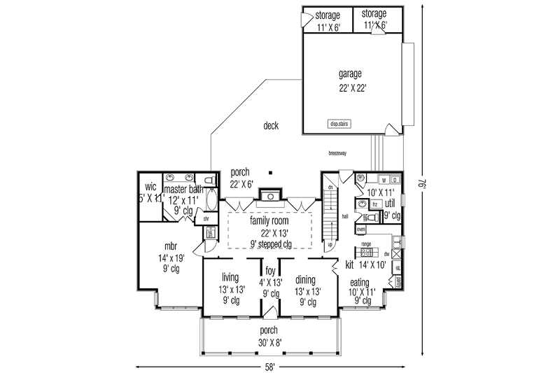 Home Plan - Floor Plan - Main Floor for Country House Plan #45-468 - 4 bed, 3.5 bath
