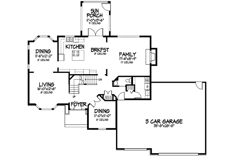 Architectural House Design - Floor Plan - Main Floor for Traditional House Plan #320-881 - 4 bed, 3.5 bath