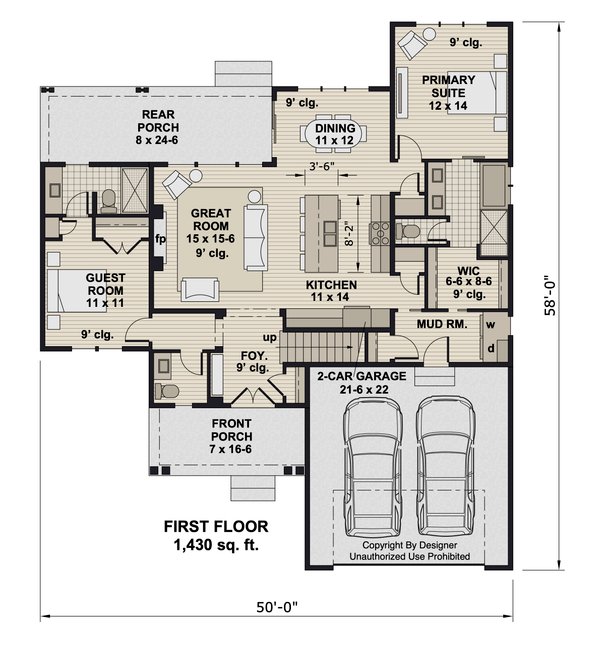 Dream House Plan - Craftsman Floor Plan - Main Floor Plan #51-1420