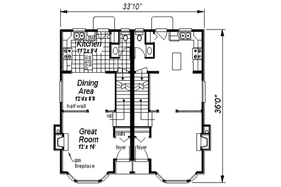 Floor Plan - Main Floor for Traditional House Plan #18-2003 - 3 bed, 3 bath
