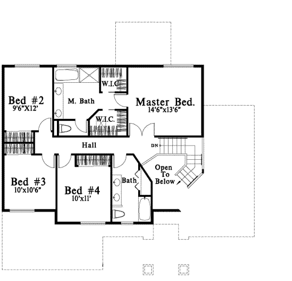 Traditional Floor Plan - Upper Floor Plan #78-116