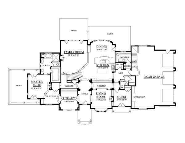 House Blueprint - European Floor Plan - Main Floor Plan #937-15