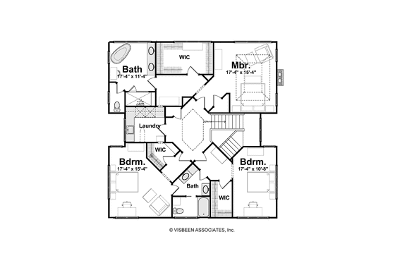 Floor Plan - Upper Floor for Prairie House Plan #928-226 - 3 bed, 2.5 bath