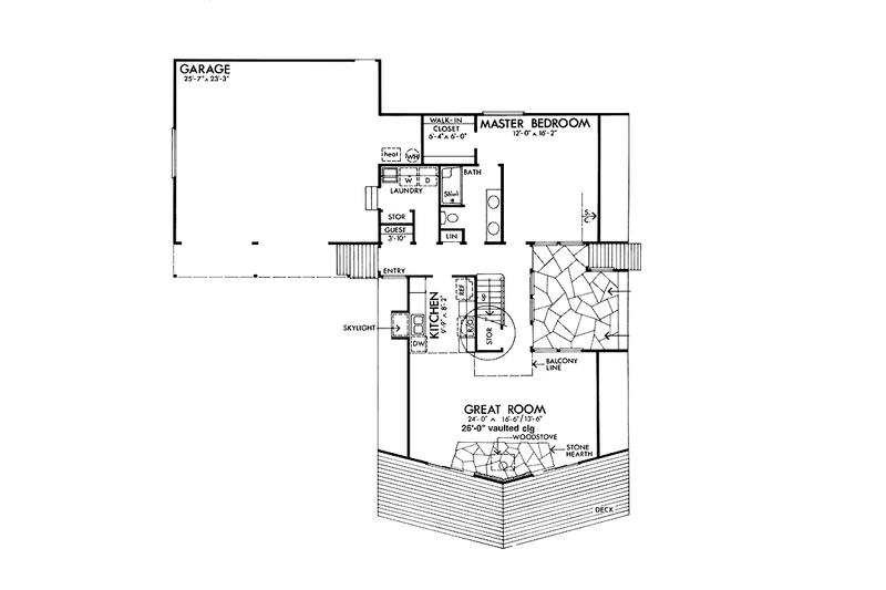 Home Plan - Floor Plan - Main Floor for Cabin House Plan #320-1015 - 3 bed, 2 bath