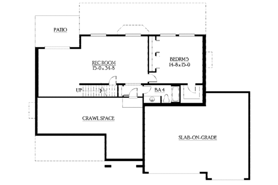Floor Plan - Lower Floor for Craftsman House Plan #132-413 - 5 bed, 3.5 bath