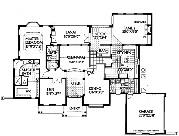 House Plan Design - European Floor Plan - Main Floor Plan #999-5