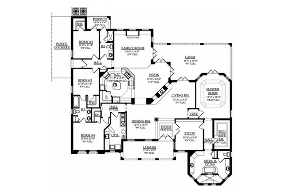 Floor Plan - Main Floor for Mediterranean House Plan #1058-81 - 6 bed, 4 bath