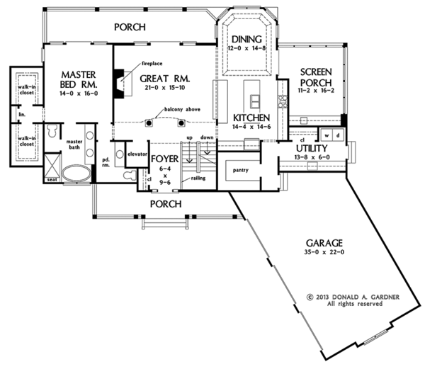 Craftsman Floor Plan - Main Floor Plan #929-974