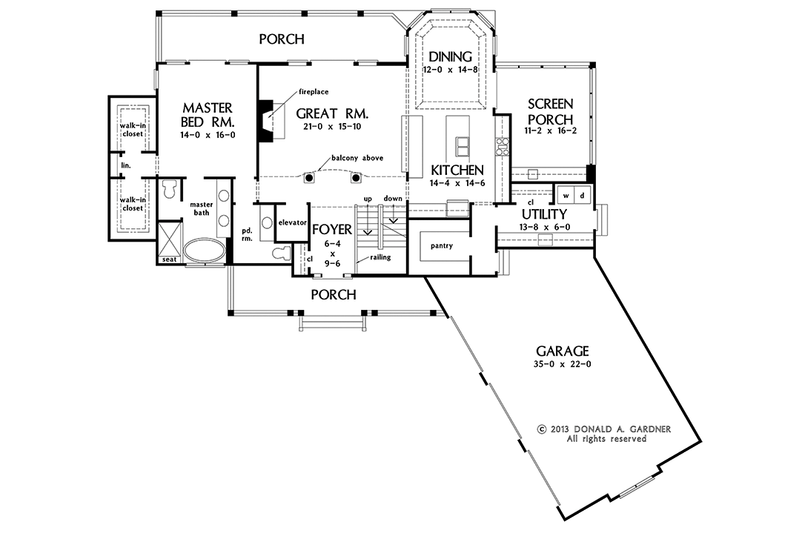 Architectural House Design - Floor Plan - Main Floor for Craftsman House Plan #929-974 - 4 bed, 3.5 bath