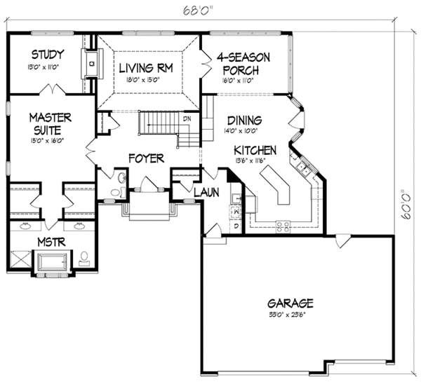 Home Plan - Traditional Floor Plan - Main Floor Plan #320-1468