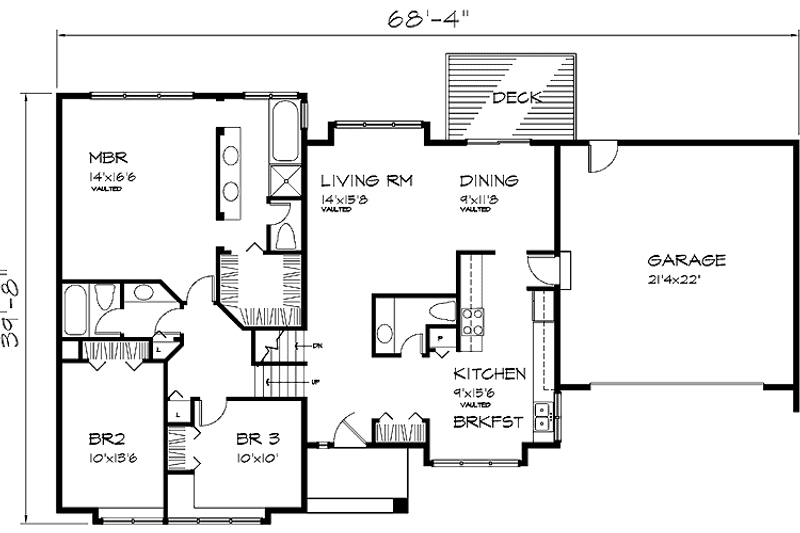 Architectural House Design - Floor Plan - Main Floor for Prairie House Plan #320-1139 - 4 bed, 3.5 bath