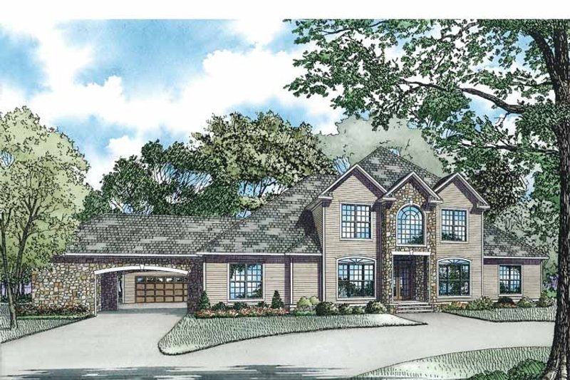 House Design - Exterior - Front Elevation 3 for Traditional House Plan #17-2956 - 5 bed, 4.5 bath