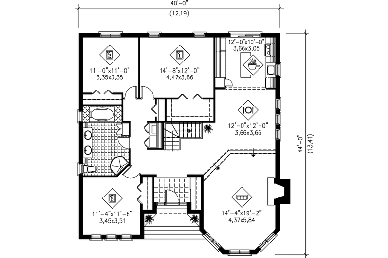 House Plan Design - Floor Plan - Main Floor for Traditional House Plan #25-123 - 3 bed, 1 bath