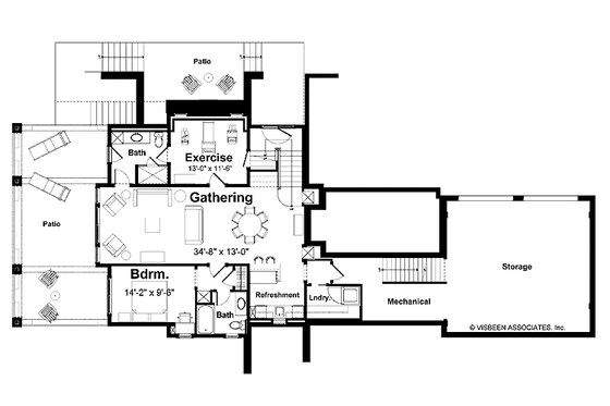 Floor Plan - Lower Floor for Traditional House Plan #928-95 - 3 bed, 3.5 bath