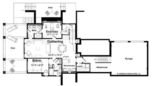 Traditional Floor Plan - Lower Floor Plan #928-95