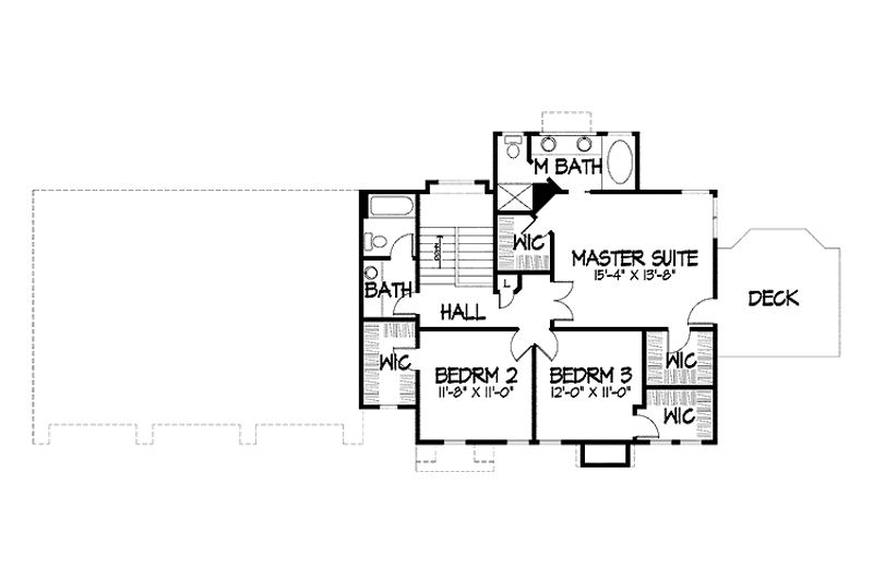House Blueprint - Floor Plan - Upper Floor for Mediterranean House Plan #320-1427 - 3 bed, 2.5 bath