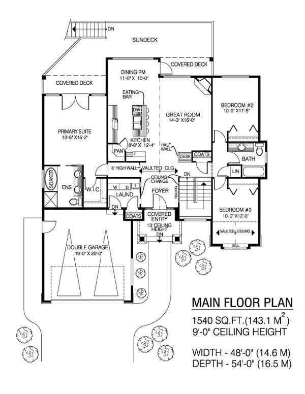 Dream House Plan - Floor Plan - Main Floor for Craftsman House Plan #1100-127 - 3 bed, 2 bath