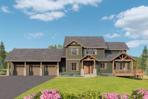 Exterior - Front Elevation 3 for Craftsman House Plan #124-1380 - 3 bed, 3 bath