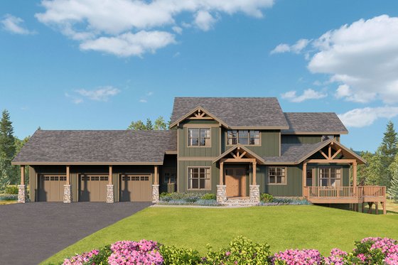 Exterior - Front Elevation 3 for Craftsman House Plan #124-1380 - 3 bed, 3 bath