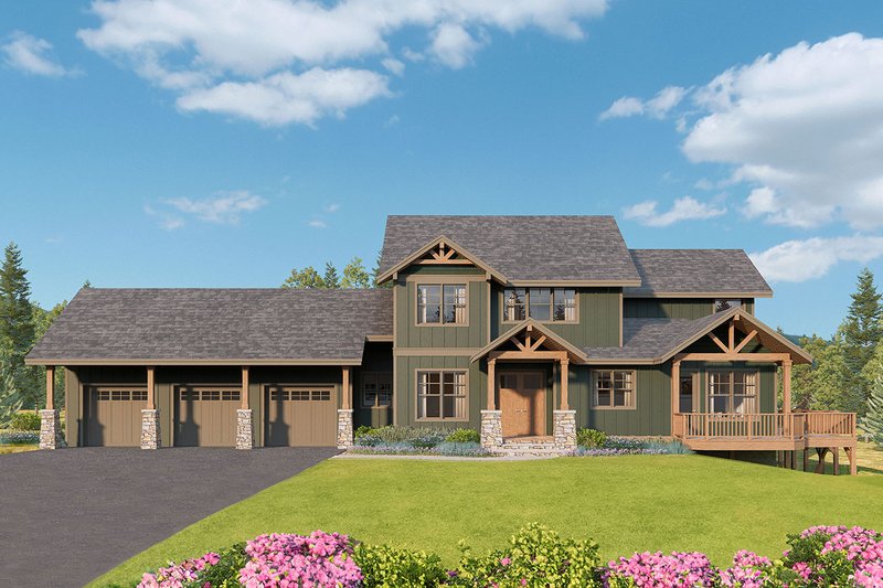 House Design - Exterior - Front Elevation 3 for Craftsman House Plan #124-1380 - 3 bed, 3 bath