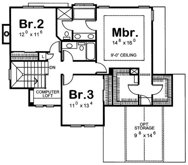 House Plan Design - Craftsman Floor Plan - Upper Floor Plan #20-2220