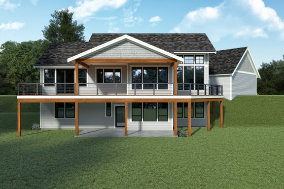 Exterior - Rear Elevation for Craftsman House Plan #1070-158 - 3 bed, 2 bath