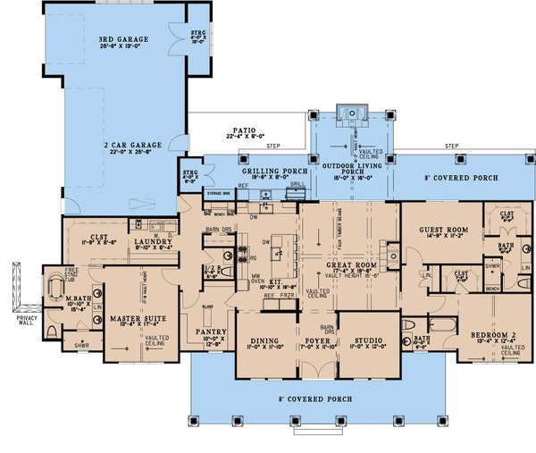 Dream House Plan - Farmhouse Floor Plan - Main Floor Plan #923-460