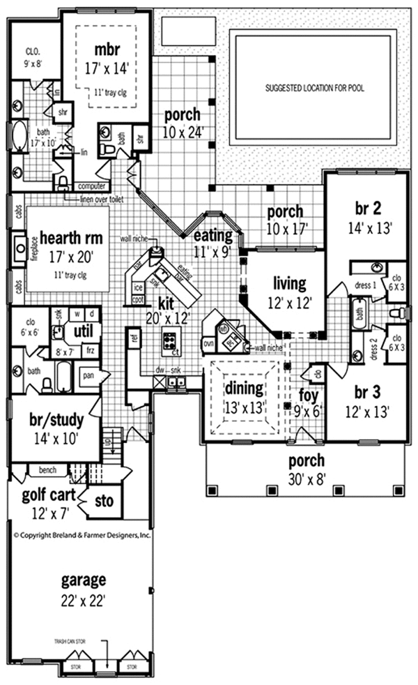 House Plan Design - Craftsman Floor Plan - Main Floor Plan #45-454