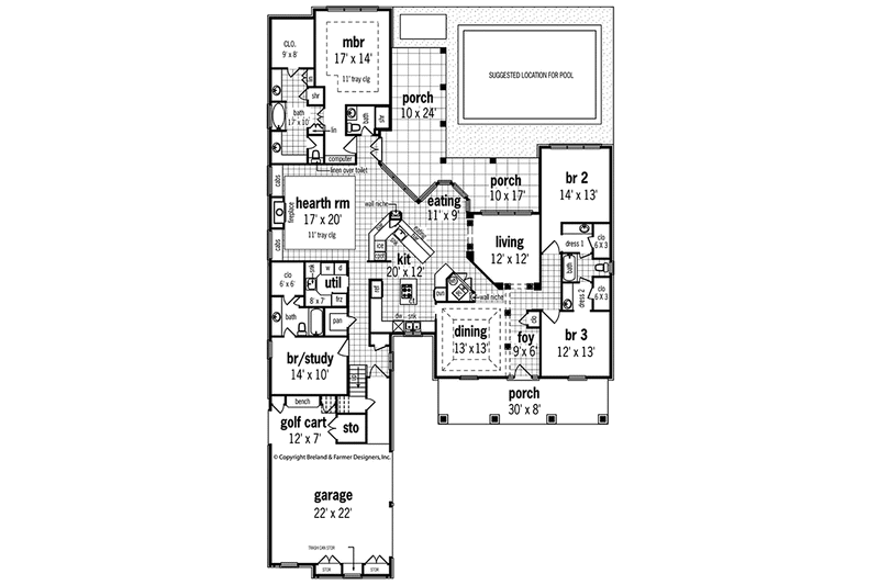 Home Plan - Floor Plan - Main Floor for Craftsman House Plan #45-454 - 4 bed, 4 bath