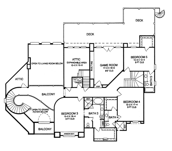 Dream House Plan - Mediterranean Floor Plan - Upper Floor Plan #952-270