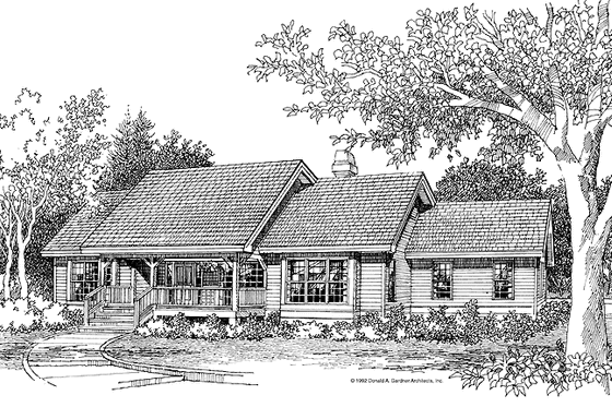 Exterior - Front Elevation 3 for Country House Plan #929-132 - 3 bed, 2 bath