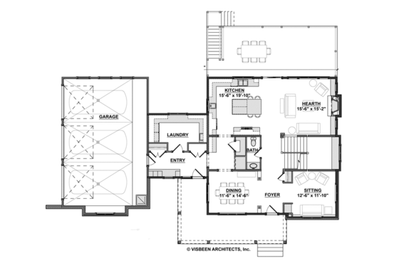 Floor Plan - Main Floor for Contemporary House Plan #928-273 - 3 bed, 2.5 bath