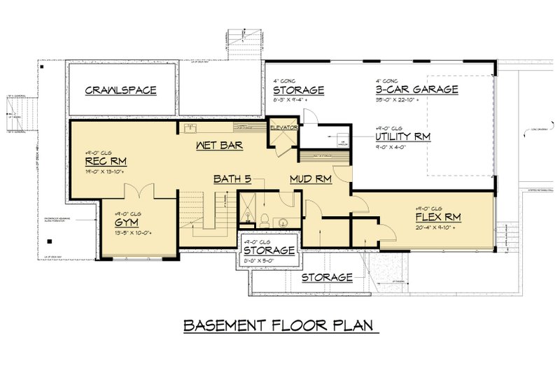Architectural House Design - Floor Plan - Lower Floor for Modern House Plan #1066-309 - 5 bed, 4.5 bath