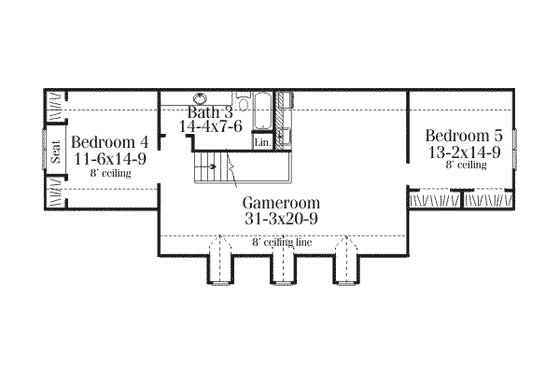 Floor Plan - Upper Floor for Southern House Plan #406-110 - 5 bed, 3.5 bath