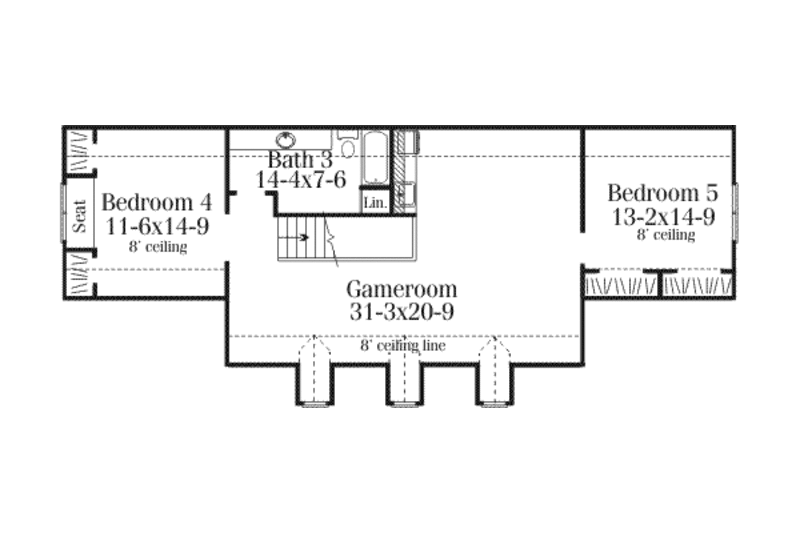 Dream House Plan - Floor Plan - Upper Floor for Southern House Plan #406-110 - 5 bed, 3.5 bath