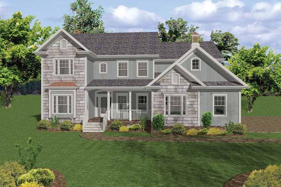 Exterior - Front Elevation 4 for Country House Plan #56-668 - 5 bed, 5 bath