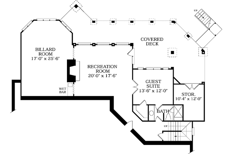 Architectural House Design - Floor Plan - Lower Floor for Mediterranean House Plan #453-185 - 4 bed, 3.5 bath