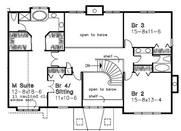 Dream House Plan - Traditional Floor Plan - Upper Floor Plan #320-941