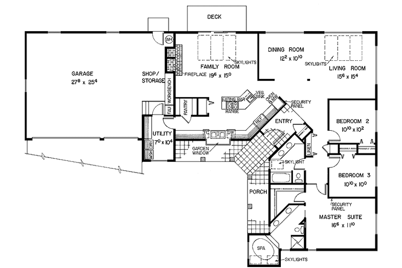Home Plan - Floor Plan - Main Floor for Ranch House Plan #60-966 - 3 bed, 2 bath
