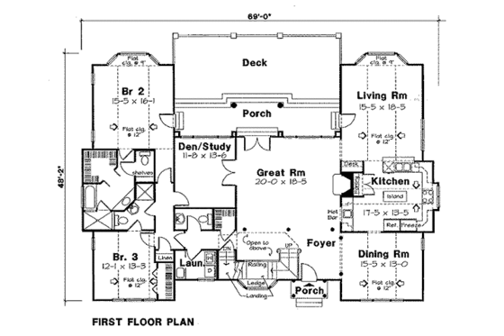 Floor Plan - Main Floor for Traditional House Plan #312-824 - 3 bed, 4.5 bath