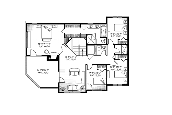 Floor Plan - Upper Floor for Country House Plan #23-2417 - 4 bed, 2.5 bath